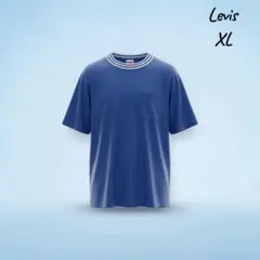 リーバイス 半袖Tシャツ XL ブルー ボーダー襟 胸ポケット