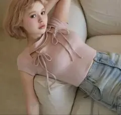ANDMARY Bebe ribbon tops pink - メルカリ