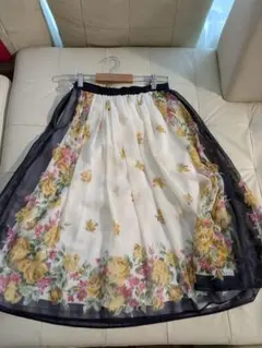 フラワープリント シフォン フレアスカート　春夏