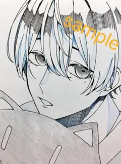 手描きオリジナルイラスト  色紙 男の子