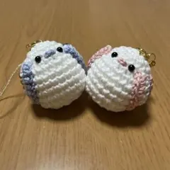 シマエナガ　ストラップ　2個セット　ハンドメイド　北海道　鳥　かわいい