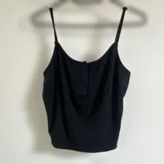 SHEIN ブラックリブ編みボタンキャミソール