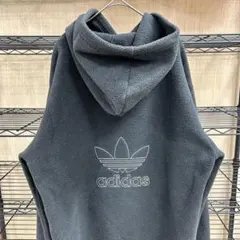 アディダス　adidas フリースパーカー　黒　ブラック　ロゴ