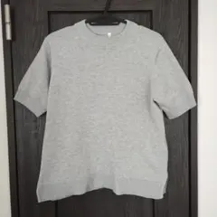 ☆coca☆Lサイズ グレー 半袖ニット クルーネック