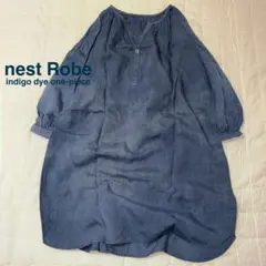 ネストローブ nest Robe インディゴ染ヘンリーネックリネンワンピースのサムネイル