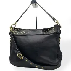 極美品　COACH コーチ　2way ショルダーバッグ　スタッズ　レザー　黒