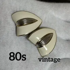 80s 銀座購入 ヴィンテージイヤリング 三角ゴールドシルバー アイボリー系