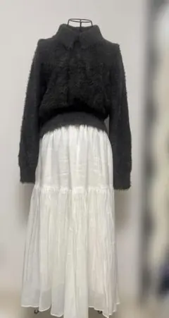 Mila Owen シャギーニット カーディガン グレー スカート　セットアップ