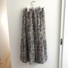 ゼブラ柄 フレアロングスカート　LOWRYSFARM