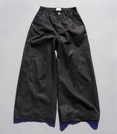 スーパーワイドバギーポリエステルスラックス