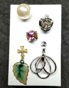 最初値下げ！特大パール他 お洒落な ピンブローチ ５点 #1439-17