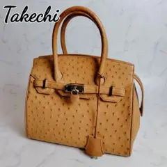 【美品】TAKECHI ハンドバッグ オーストリッチ カデナ 南京錠 キャメルのサムネイル