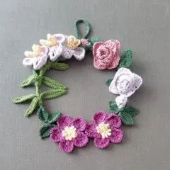 ハンドメイド お花のモチーフ リース かぎ針編み インテリア