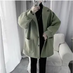 【値下げ】ビッグシルエット チェスターコート ロングコート グリーン　韓国