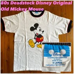 【デッドストック】80sオリジナルディズニーミッキーマウスリンガーTシャツXL