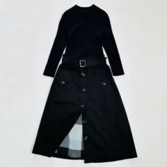 【専用】ブルーレーベルクレストブリッジ チェックチュールプリントドッキングワンピ