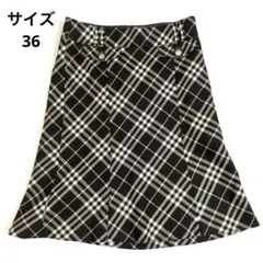 【バーバリーブルーレーベル 】ノバチェック フレアスカート 36サイズ