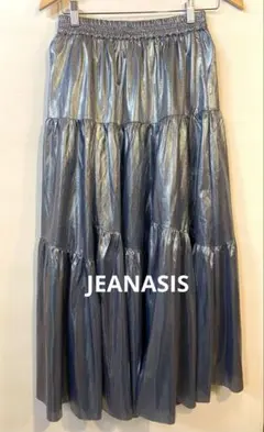 【JEANASIS】メタリックブルーシルバー フレアスカート