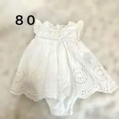 プティマイン　petitmain ロンパース　ワンピース　白