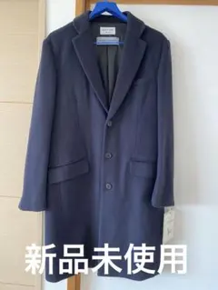 ウールカシミヤ シングルブレスト チェスターコート ネイビー