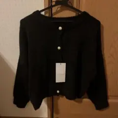 Re EDIT パール付きフェザーニットカーディガン