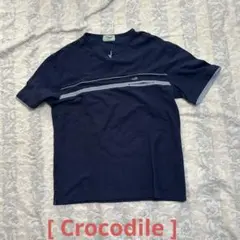 Crocodile ストライプ ポロシャツ ネイビー 2L