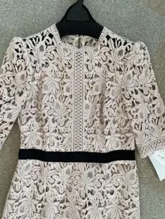 セルフォードレース五分袖Aラインワンピース　新品　結婚式