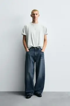 ZARA ヴィンテージ加工 バギーフィットジーンズ ライトブルー サイズ44