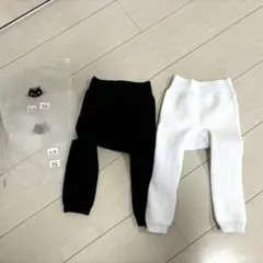 子供服　ベビー服　リブ編みレギンスセット S 黒白 2点