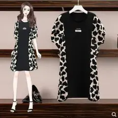 レディース 大きいサイズ 新品 春夏 (3XL) ワンピース　ハート柄