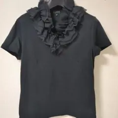 LANVIN COLLECTION　ブラック フリル半袖Tシャツ　USED　美品