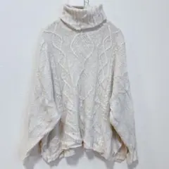 aerie【XL】ゆったり　タートルネック ドルマン袖　ホワイト　ケーブルニット