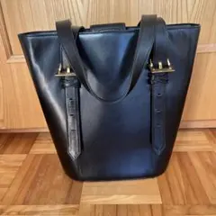 Jun ashida 黒レザーハンドバック