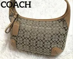 【美品】COACH コーチ ワンショルダーバッグ シグネチャー ハーフムーン