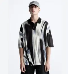 ザラ ZARA サマーニット ポロシャツ 抽象柄 極美品のサムネイル