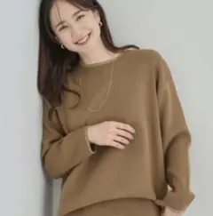ドレスキップ　クルーネックニット　ラメ　M　ブラウン
