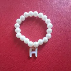 パールイニシャルネックレス　Ｈ ミニラブブ　ぬい活