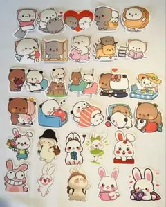 ゆるかわ動物 フレークシール 30枚セット うさぎ くま パンダ