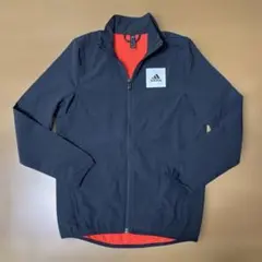 adidas ジップアップジャケット 150 黒　中は蛍光オレンジ