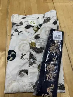 鯉口シャツ　ダボシャツ　小　龍柄帯　2点セット　浅草中屋購入品　祭り　お神輿のサムネイル