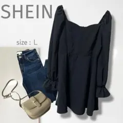 g3【シーイン】ブラウス/美品 大きい チュニック丈 体型カバー スクエアネック