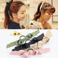 サテン　リボン　ヘアゴム　2個セット