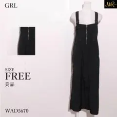 GRL　 ワンピース　ノースリーブ　フロントジップ　ストラップ　ワイドシルエット