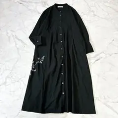 大きいサイズ♡ サニークラウズ　魔女のチコリの花ワンピース　刺繍　ブラック　LL