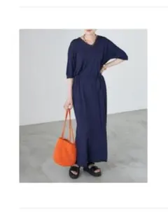 ベルト付き ニット ロング ワンピース