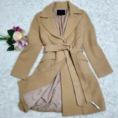 美品 L アンタイトル アルパカ ウール ベルテッド コート ベージュ ベルト