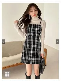 【 GRL 】 ツイードチェック柄ミニワンピース dk1252