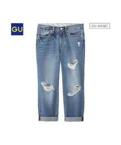 GU GU）ボーイフレンド アンクル ジーンズ デニム ブルー W70のサムネイル