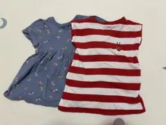 graniphのはらぺこあおむしTシャツとNEXTの蝶々柄のTシャツ2枚セット