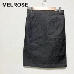【メルローズ】Mひざ丈 タイトスカート ストレッチあり 黒デニム 美品のサムネイル